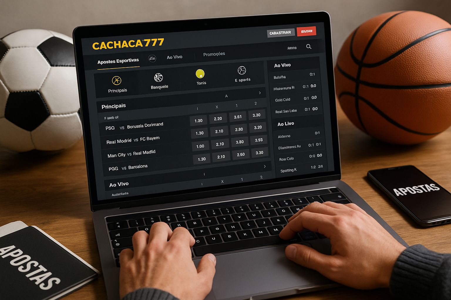 Apostas esportivas no cassino online CACHACA777